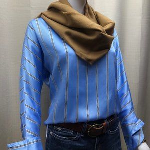 Express satin blue striped top
